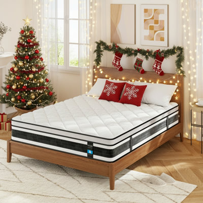 Matelas hybride en mousse à mémoire de forme 10/12 dans une boîte, matelas à plateau-coussin euro pour un sommeil plus frais