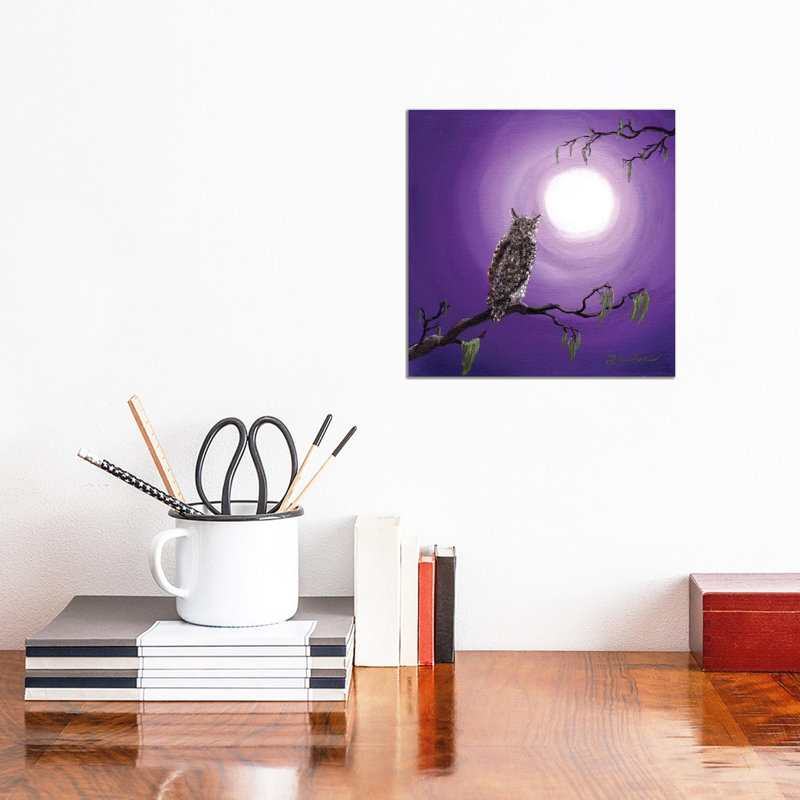 Owl On Mossy Branch by Laura Iverson - Wrapped Canvas Print, 30.48 cm H x 30.48 cm W