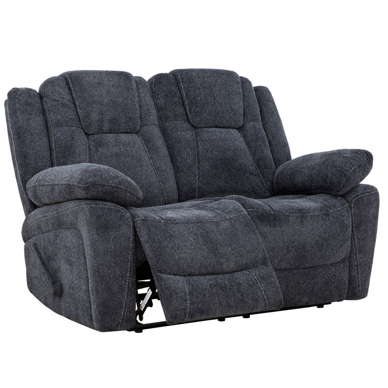 Anakin 59 in. Dark Grey Fabric Reclining Loveseat