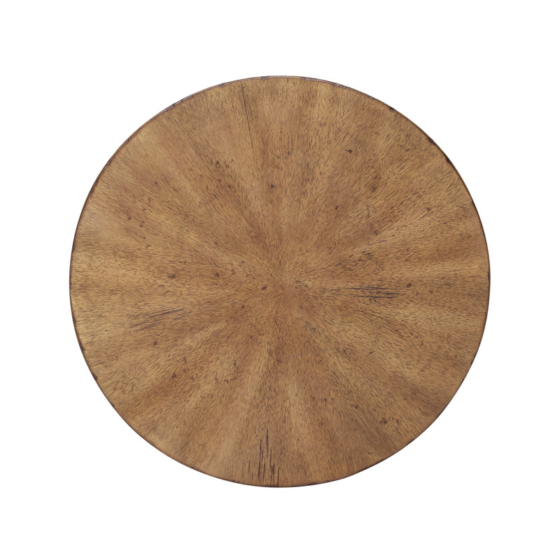 18" Round White and Brown Wood Urn Accent Table