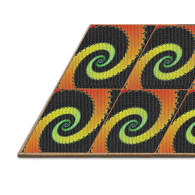 Tapis décoratif orange abstraite, Rectangle 8 pi x 12 pi