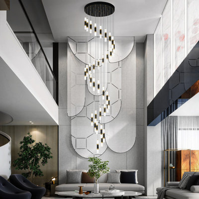 Black Gold Ceiling Chandelier Dimmable LED  for Staircase,Kitchen Island ,Living Room and Lobby