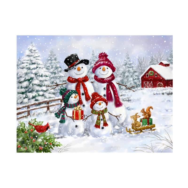 Art de famille Jean Jean Snowman, H 14 po x l 19 po
