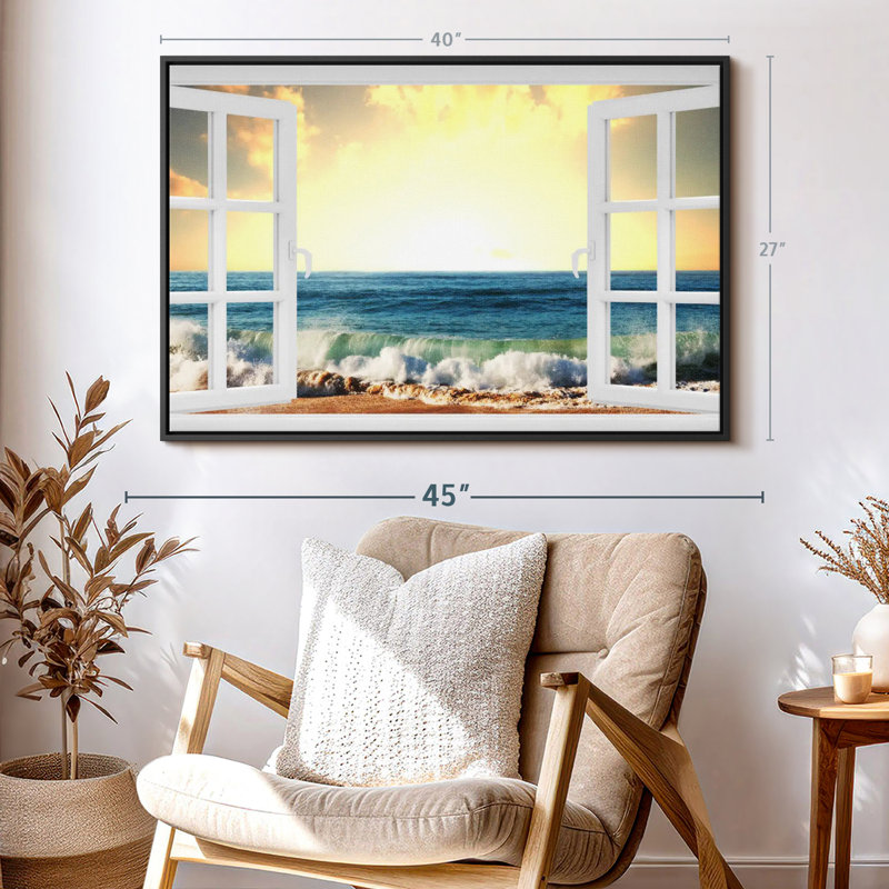 Plage «Window To Wavy Beach Wall Art», H 27 po x l 40 po