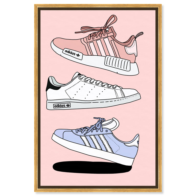 Collection Sneaker - Impression sur toile, Toile encadrée d'or, H 24 po x l 16 po x P 1,5 po