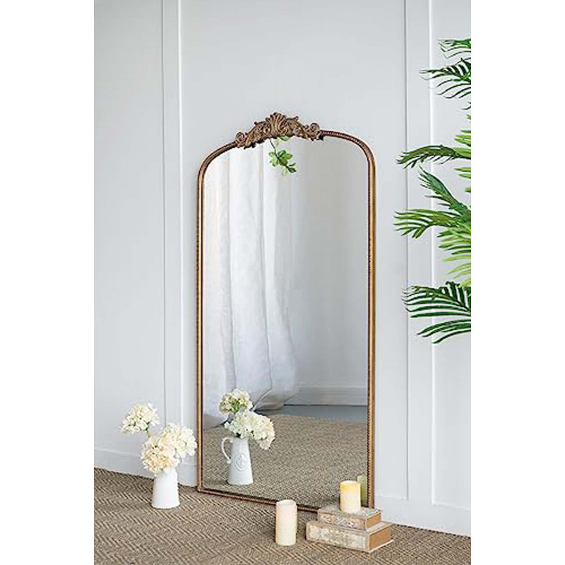 Miroir arqué, décoration murale d'inspiration baroque, 24 po x 41,7 po, Doré