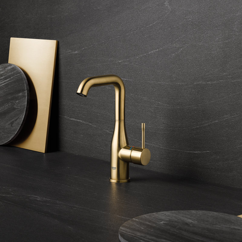GROHE Essence Single Hole Bathroom Faucet with Single Handle, Size Large, Brushed Cool Sunrise