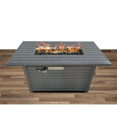 Living Source International 25'' H x 42'' W Steel Outdoor Fire Pit Table with Lid