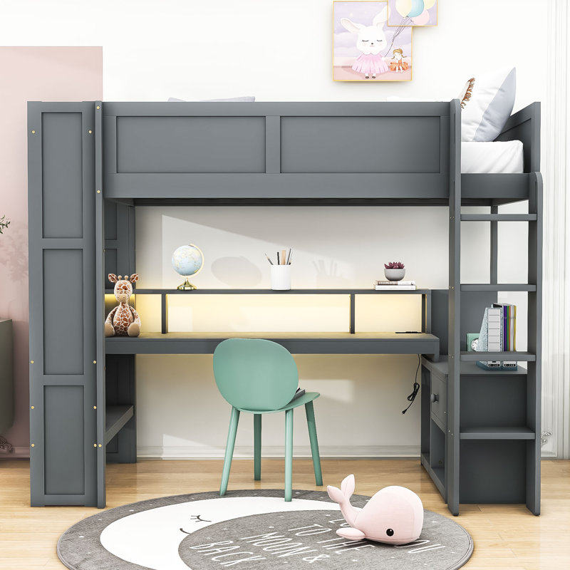Lit mezzanine avec tiroirs Jermesha Kids, Simple