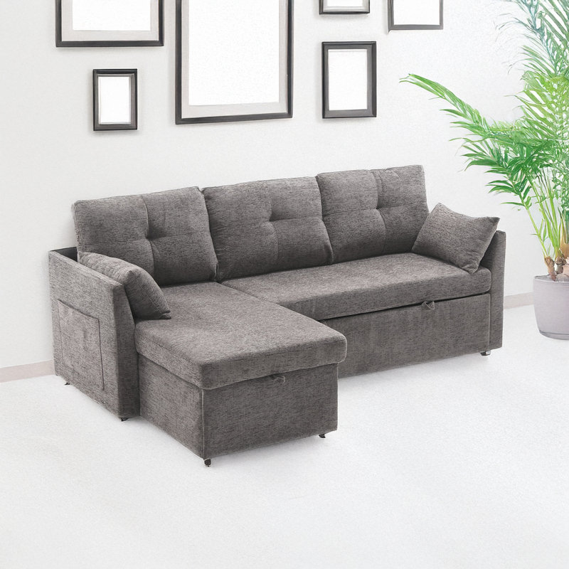 Sleeper Sofa Convertible Sofa Bed Sofa Arm Sofa Bed Couch Sleep Sofa Comfy Sofa Modern Sofa, Dark Gray Chenille