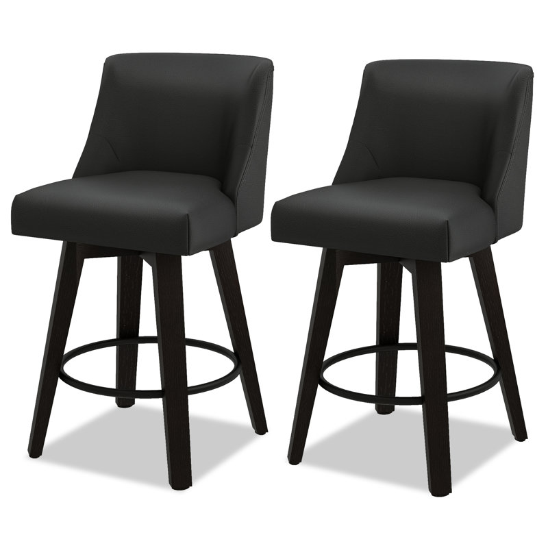 Tabourets de bar et de comptoir Loriell avec structure en bois massif, Tabouret de comptoir (siège d'une hauteur de 26 p, 2