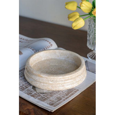 Bol décoratif en marbre crème D8.5X2