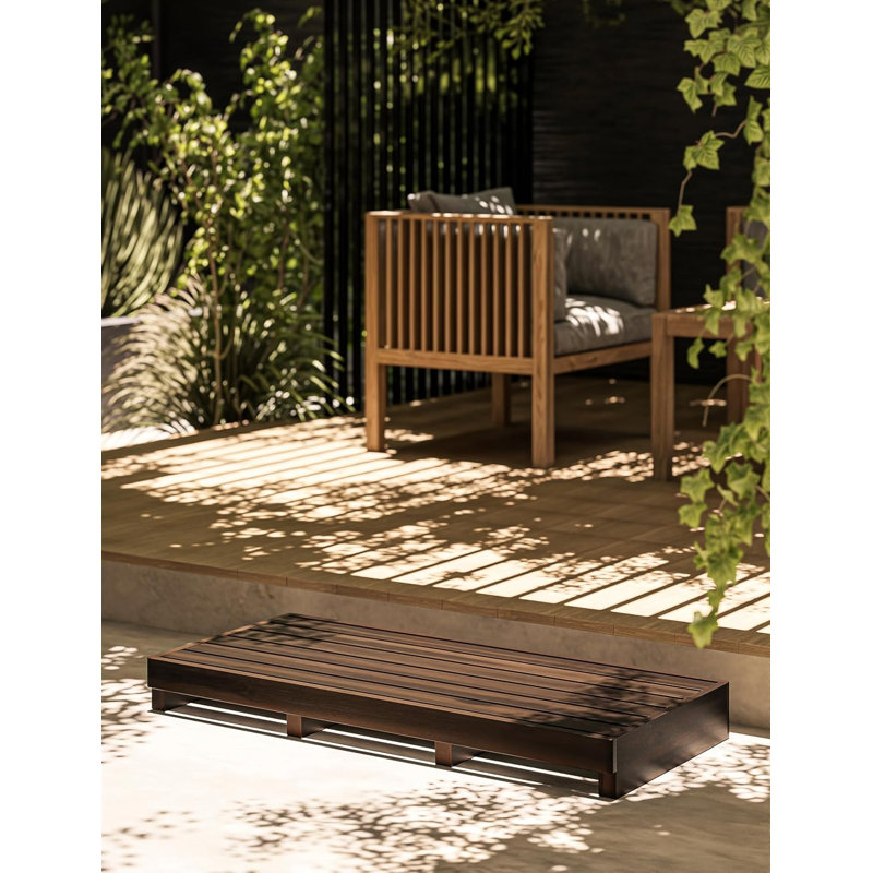 One Step Stool for Elderly (35" Length) - Acacia Wood High Riser Step Stool with Non-Slip Pads
