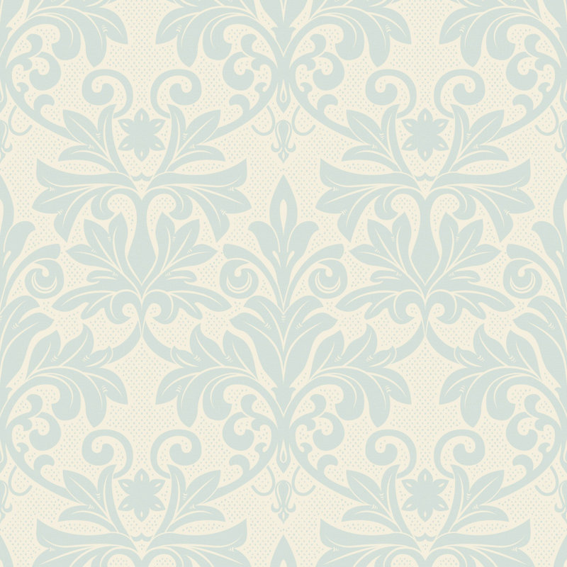 Rococo Relief - Pale Blue Gray Wallpaper