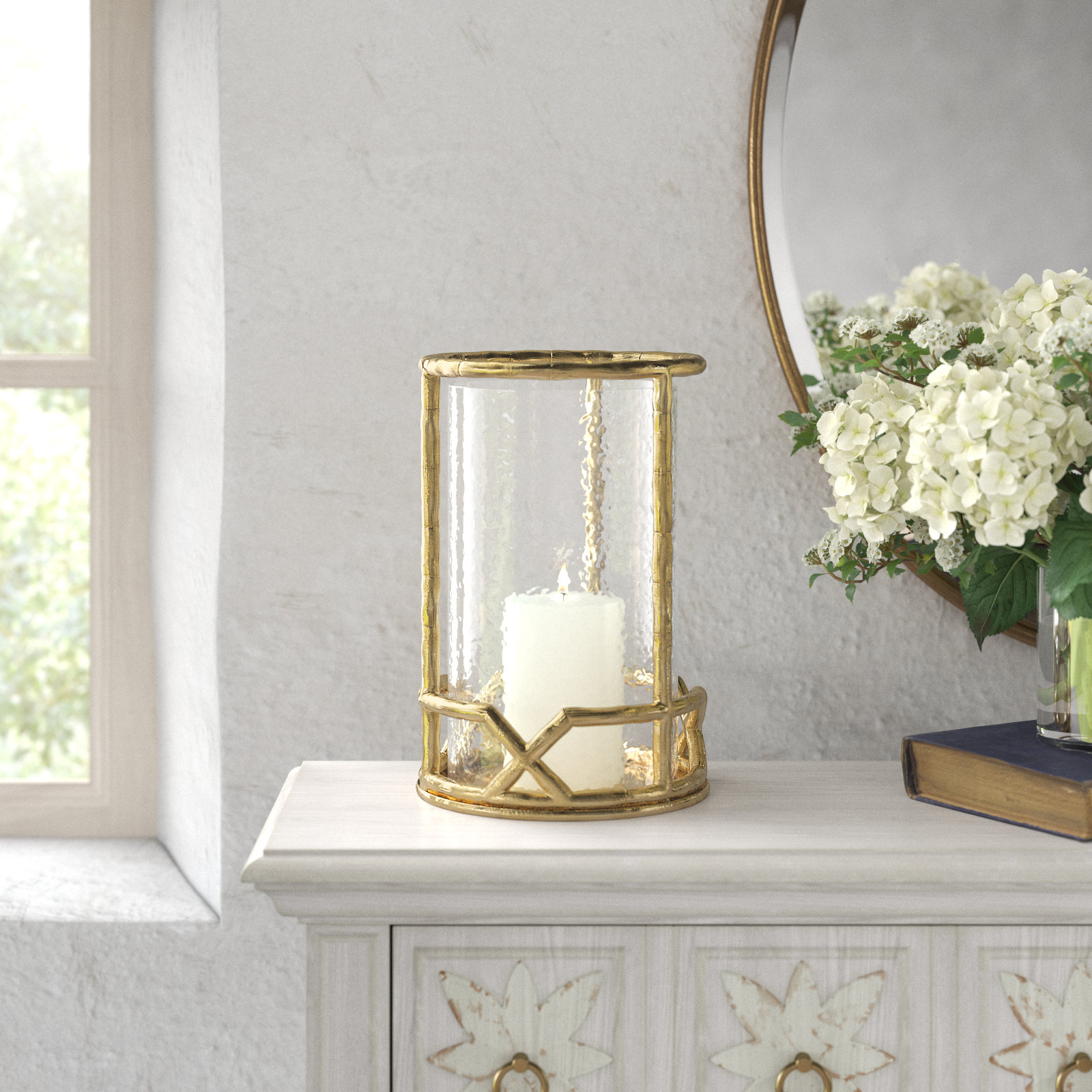 Metal Hurricane Candle Holder, 10.5" H x 7.25" W x 7.25" D