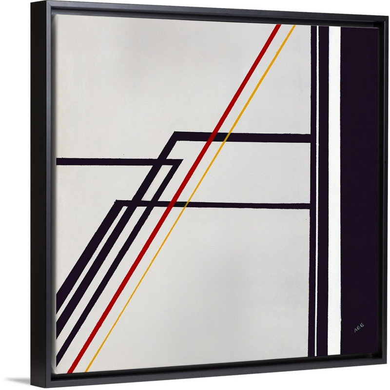 « steppinging », peinture sur toile, H 13,7 po x l 13,7 po x P 1,75 po, Cadre flottant noir