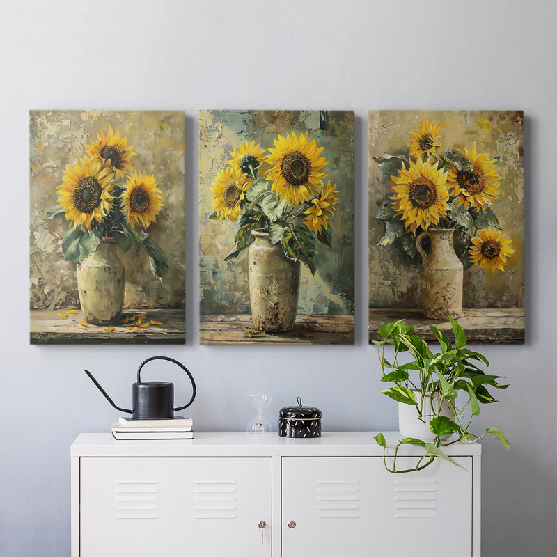 Série d'étude florale CLxxi - ensemble de toiles tendues avec châssis Premium - prêt à être accroché