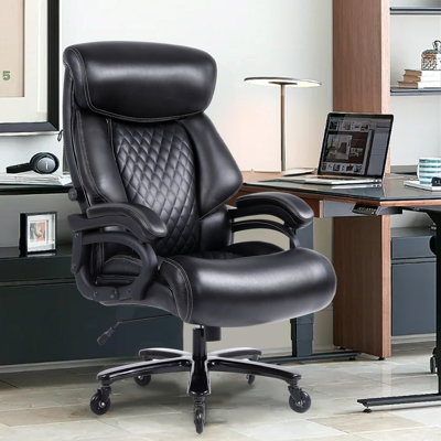 Grande et grande chaise de bureau de 500 lb pour les personnes lourdes avec des roues en caoutchouc silencieuses