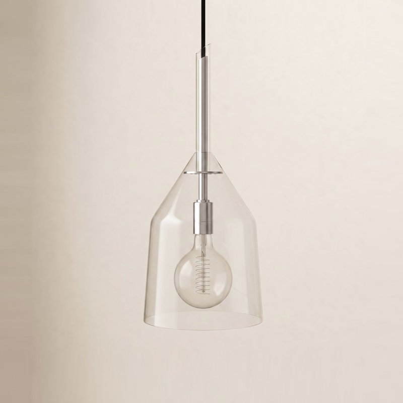 Maya 1 - Light Single Pendant, Polished Nickel, 23" H x 9.5" W x 9.5" D