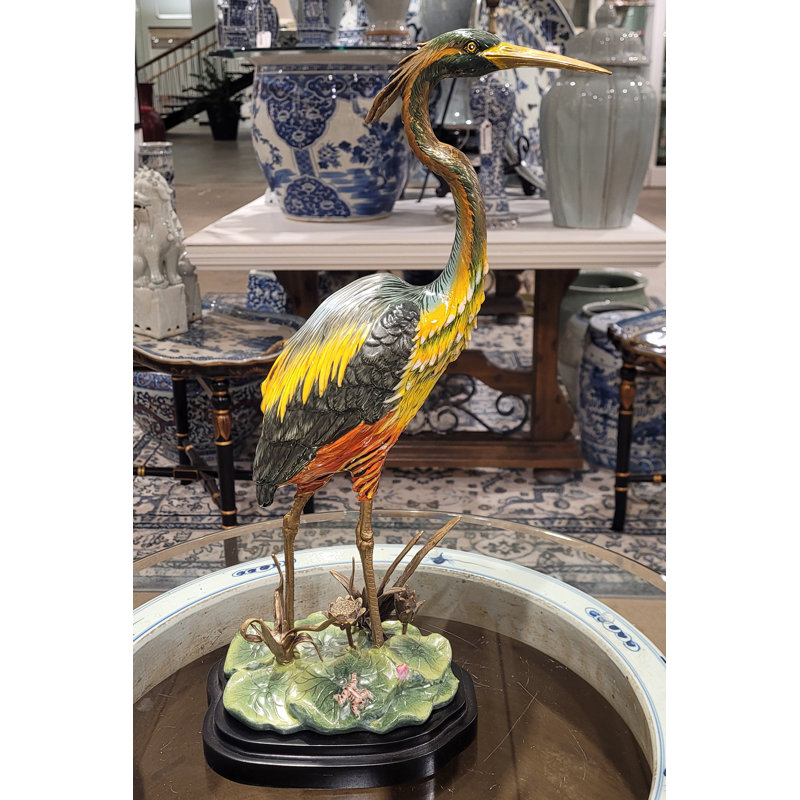Porcelain Shore Bird with Bronze Ormolu Base