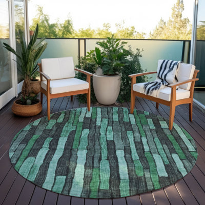 Machine Washable Indoor/Outdoor Christain ACN1307 Sage Rug
