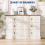 Commode horizontale en bois cannelée à 6 tiroirs, commode compacte pour le rangement de vêtements de chambre à coucher et de petits espaces-1215455864