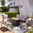  Modern Outdoor Aluminum 5-Piece Conversation Set with Fire Pit Table-2120315476-2140054866