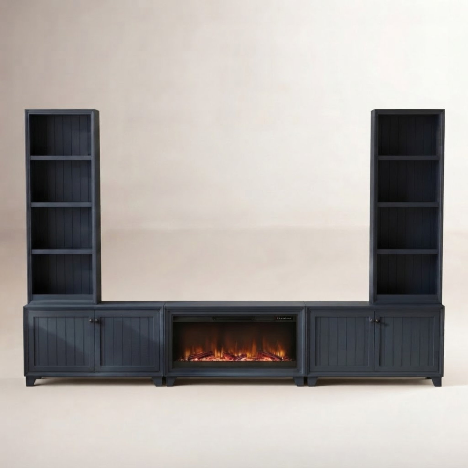 Satie 144" Electric Fireplace Entertainment Center, Blue