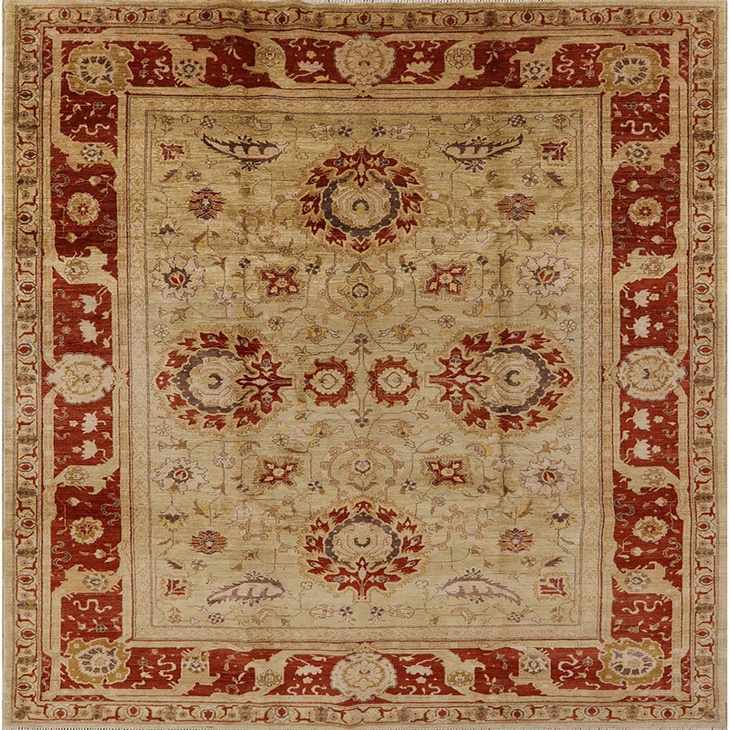 Tapis oriental brun / rouge Styrkar, Carré 7 pi
