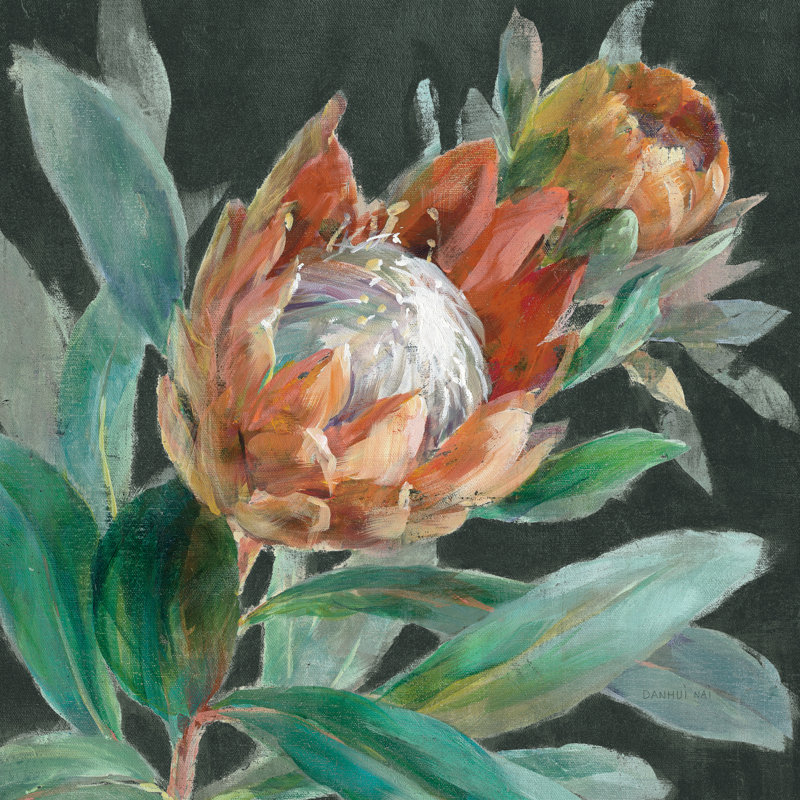 Protea tropical profond, H 36 po x l 36 po x P 1,25 po