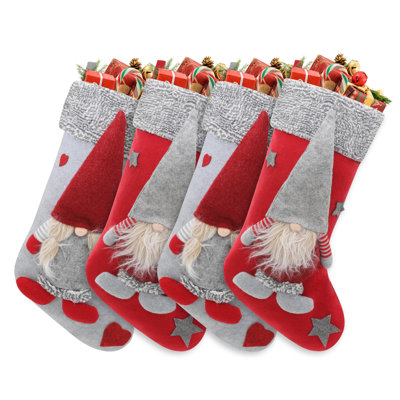 Ensemble de chaussette de Noël 4 pièces sans visage, décorations de Noël