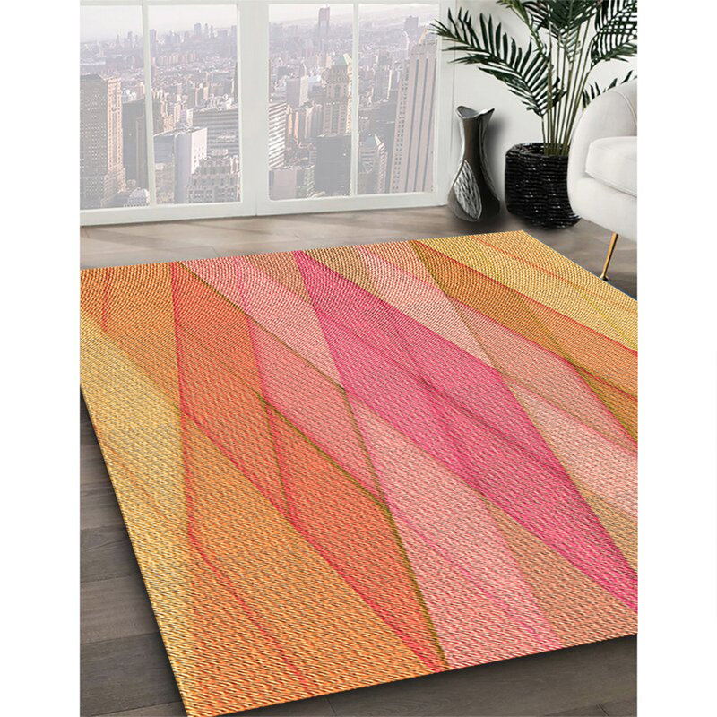 Tapis 100% à motifs lavables à la machine 2989 Pat1618 Org, Carré 7 pi