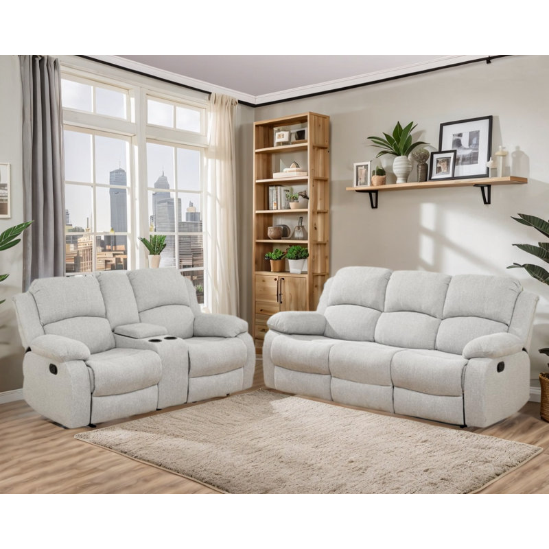 Ensemble de salon en tissu 2 pièces Whall, Lin gris