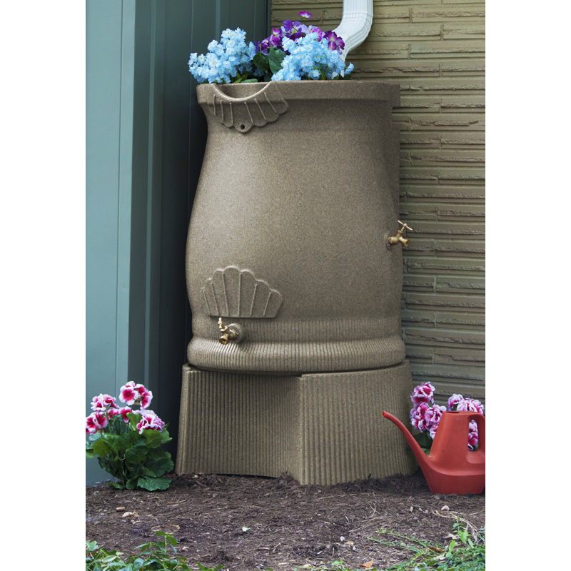 Sandstone Plastic Rain Barrel Stand with Structured Core