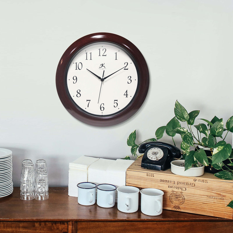 Mahogany-Look Wall Clock, Brown, 13"