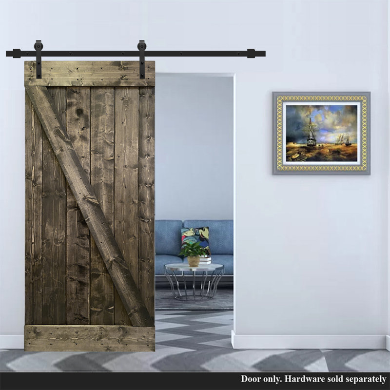 Porte de grange en bois lambrissé, Crème clair, 38 po x 84 po