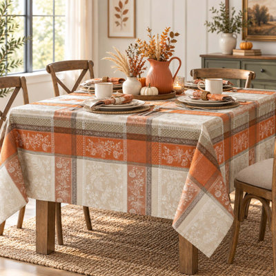 60" x 120" Terracotta Harvest Jacquard Tablecloth