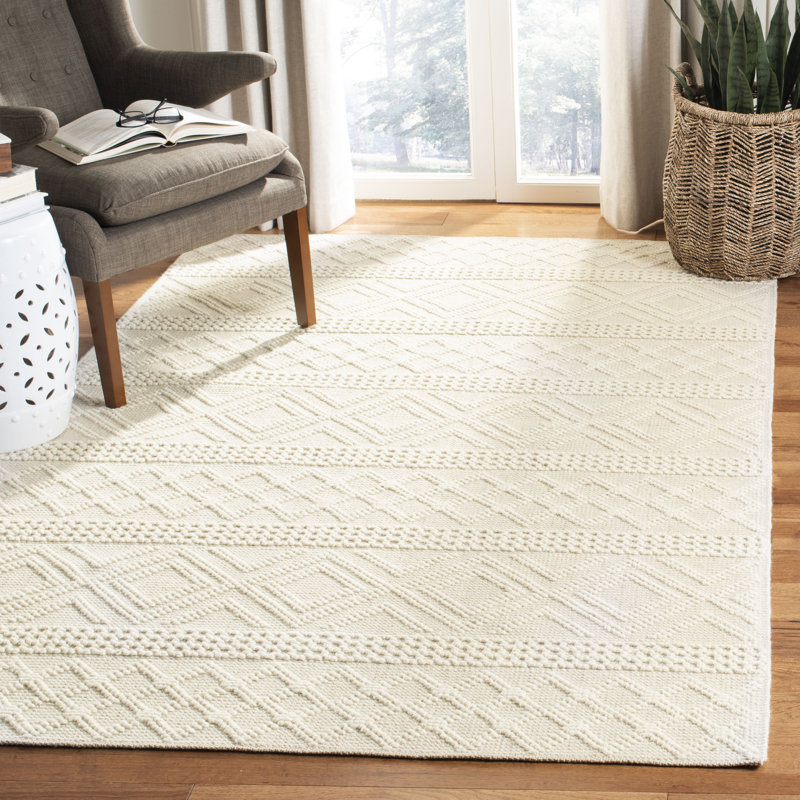 Tapis ivoire en laine / coton tissé à la main Hayhurst, Rectangle 9 pi x 12 pi