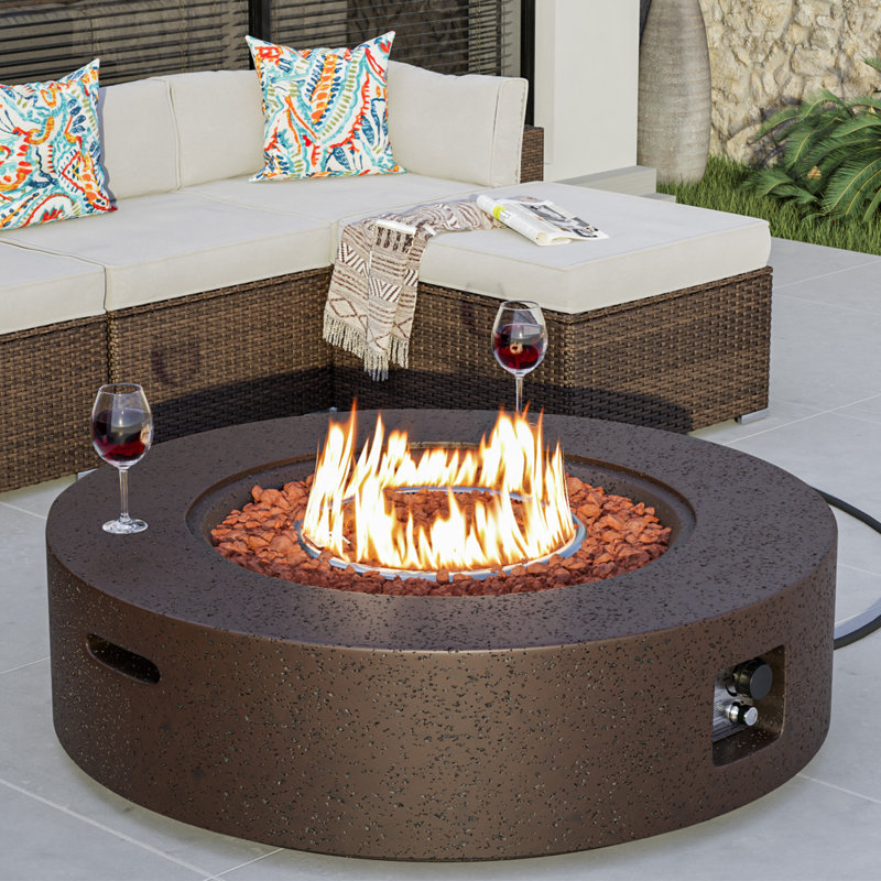 Borgia Concrete Propane Fire Pit Table, Stone Brown