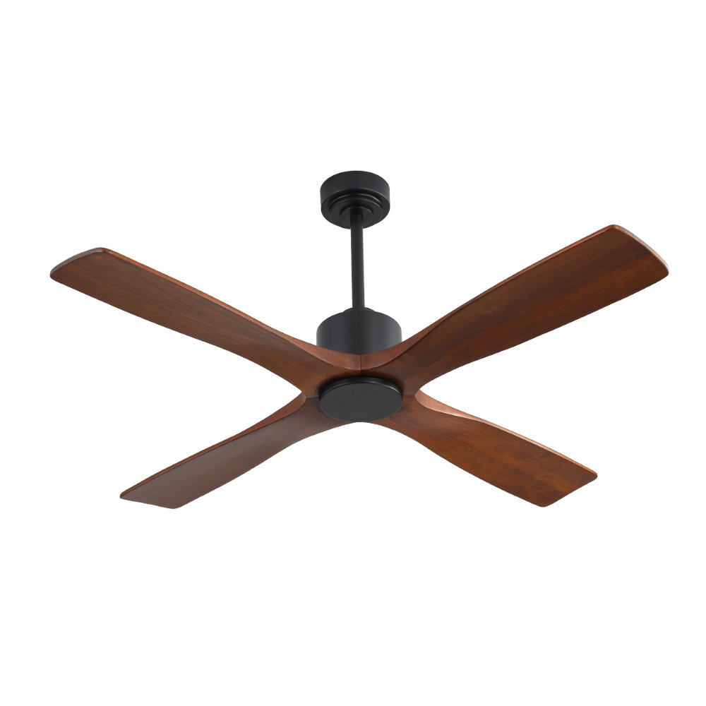 48 In. Dc Motor 4 Solid Wood Blades Indoor Ceiling Fan With Remote Latitude Run® Fan Body 