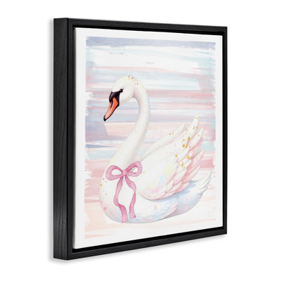 Pastel Swan with Ribbon Floating Frame, design by Kim Allen