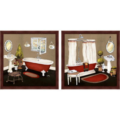 «Red Master Bath» par Elizabeth Medley, art encadré (ensemble de 2)