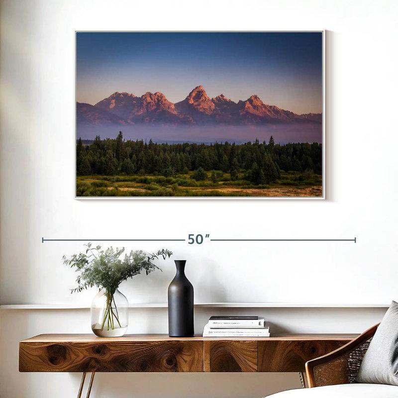 Brume Grand Teton, Cadre flottant blanc, 40 po x 27 po