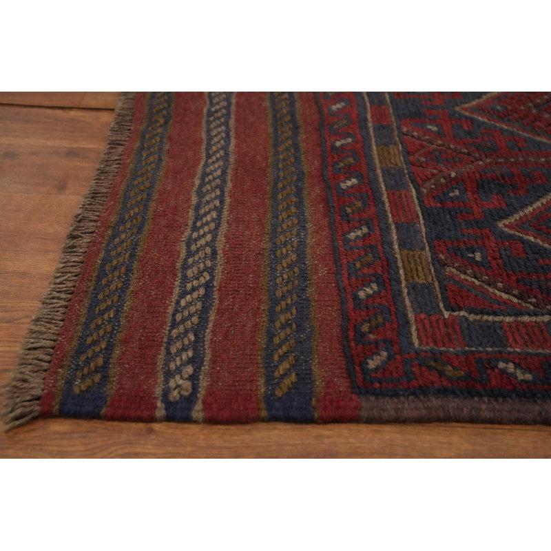 Tapis de couloir afghane géométrique en laine 2x8