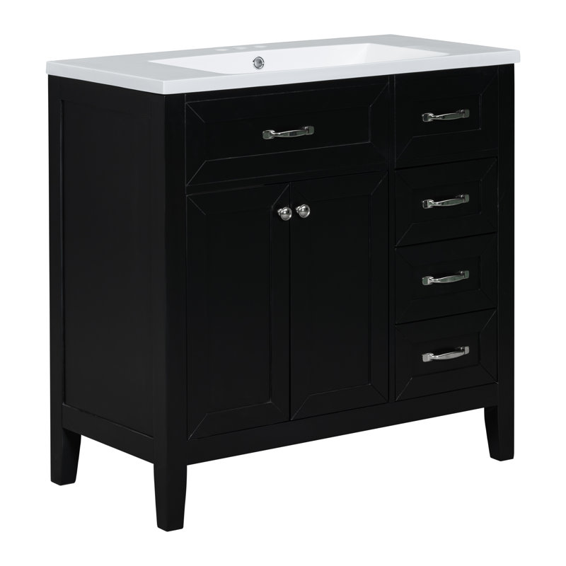 Meuble-lavabo noir 38 po, Noir