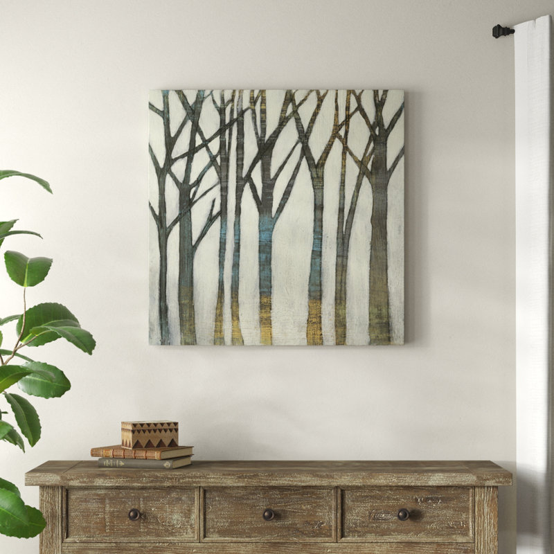 «Birch Line I» par Jennifer Goldberger, reproduction d'art sur toile, Toile tendue, H 36 po x l 36 po