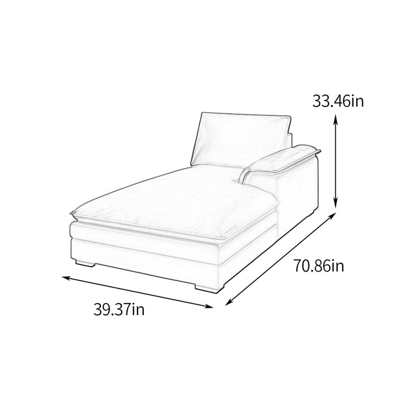 Chaises longues confortables et ergonomiques pour l'intérieur, Accoudoir à droite (vu de face), Beige