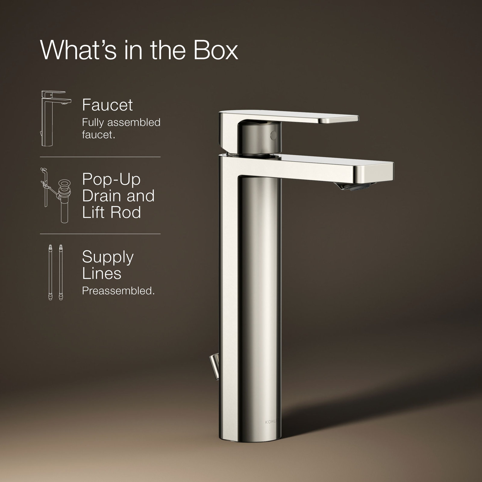 Parallel Tall Single-Handle Bathroom Faucet, Polished Chrome, 1.2
