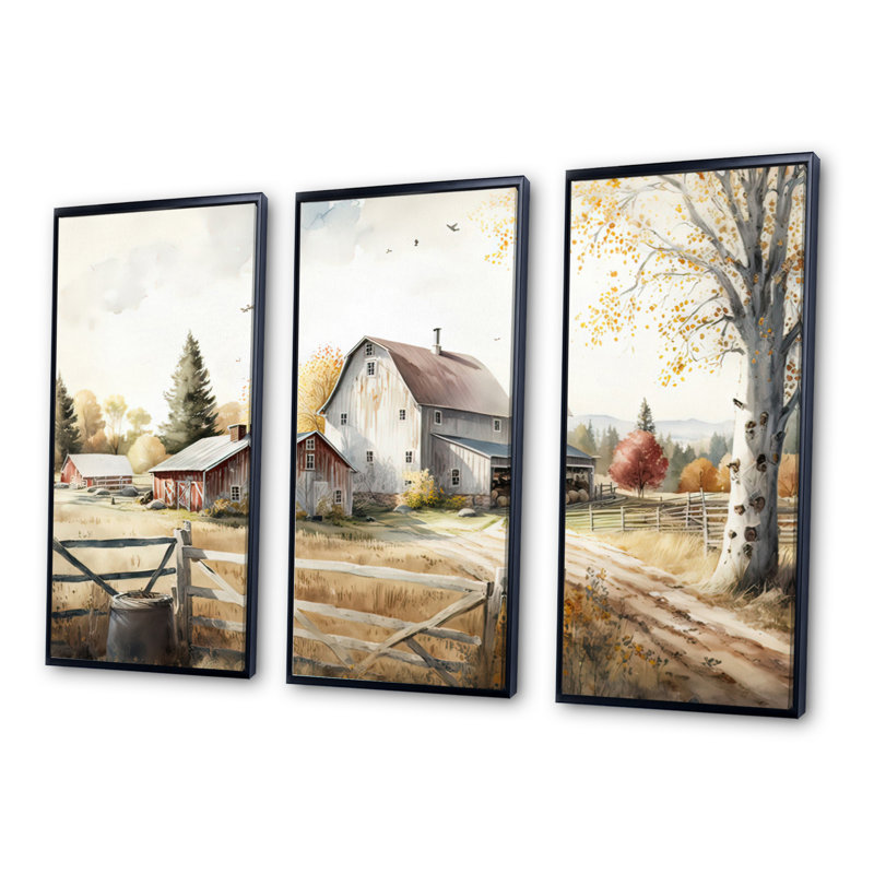 Azaiah - 3 pièces sur toile, Cadre flottant noir, H 28 po x l 36 po