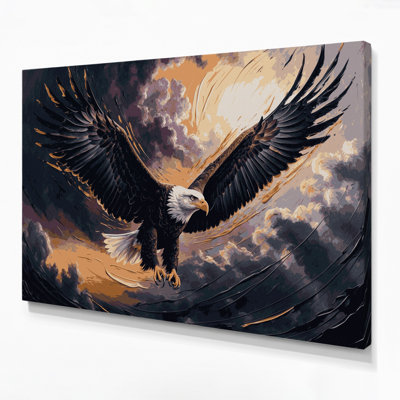Birds Bald Eagle Gray Canvas Wall Art